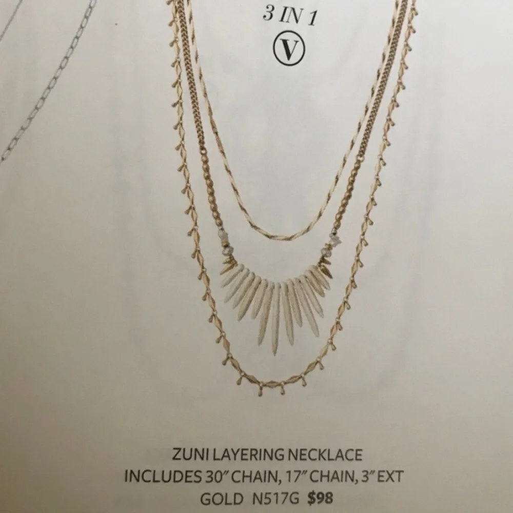 :: Stella & Dot | Versatile Howlite & Gold 5-in-1 Zuni Layering Necklace… - Picture 15 of 16